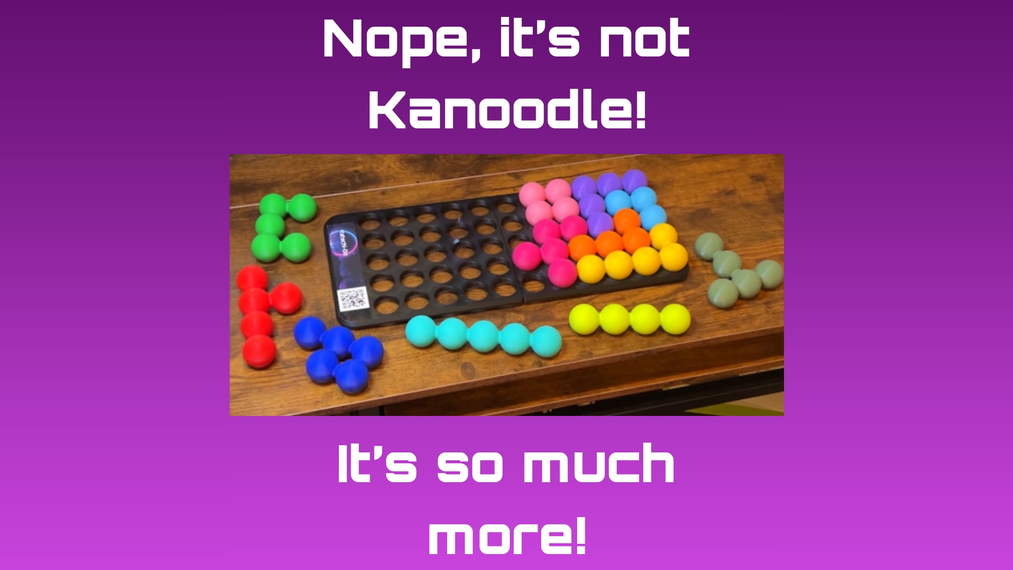 Katachi-Go pieces and board on a wooden desk: Nope, it's not Kanoodle! It's so much more!